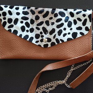 Riveted Leather Company Laura Crossbody in Tan/Animal PrintUsed